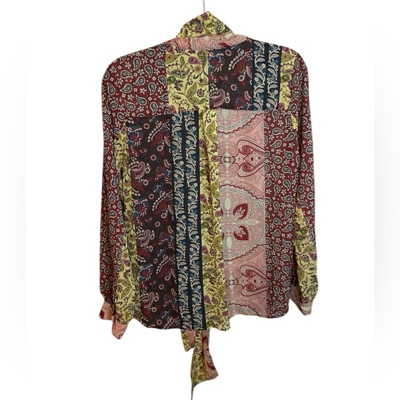 Soft Surroundings Langdon Paisley Print Tie Neck Blouse - Picture 3 of 6